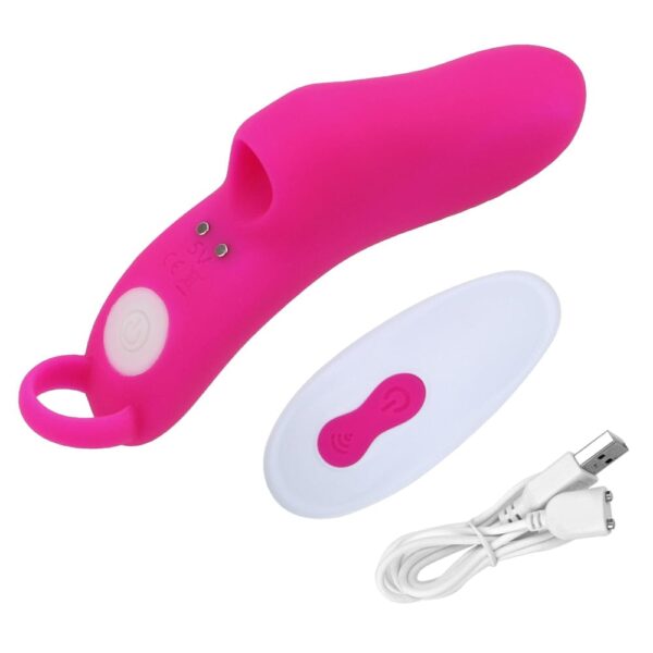 Kinky Cloth Rose Red Remote 9 Frequency Wireless Finger Vibrator