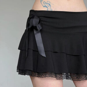 Black Lace Stitching Mini Skirt | Buy Online | Kinky Cloth