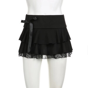 Black Lace Stitching Mini Skirt | Buy Online | Kinky Cloth