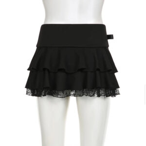 Black Lace Stitching Mini Skirt | Buy Online | Kinky Cloth