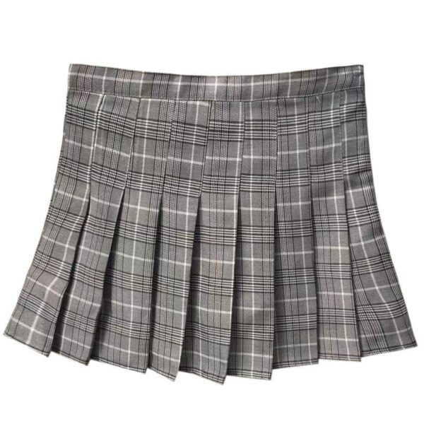 Kinky Cloth Gray Plaid / XS A-line Pleated Plaid Skirt