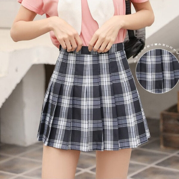 Kinky Cloth Royal Blue / XS A-line Pleated Plaid Skirt