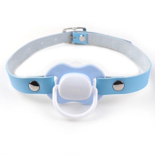 Kinky Cloth 200345142 Blue Adult Pacifier Gag With Choker Collar