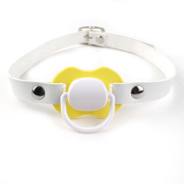 Kinky Cloth 200345142 White Adult Pacifier Gag With Choker Collar