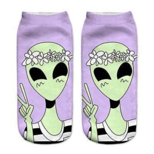 Kinky Cloth socks Peace Sign Alien Socks