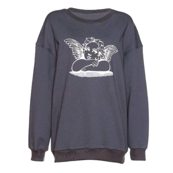 Kinky Cloth 200000348 Gray / S Angel Print Oversized Sweatshirts