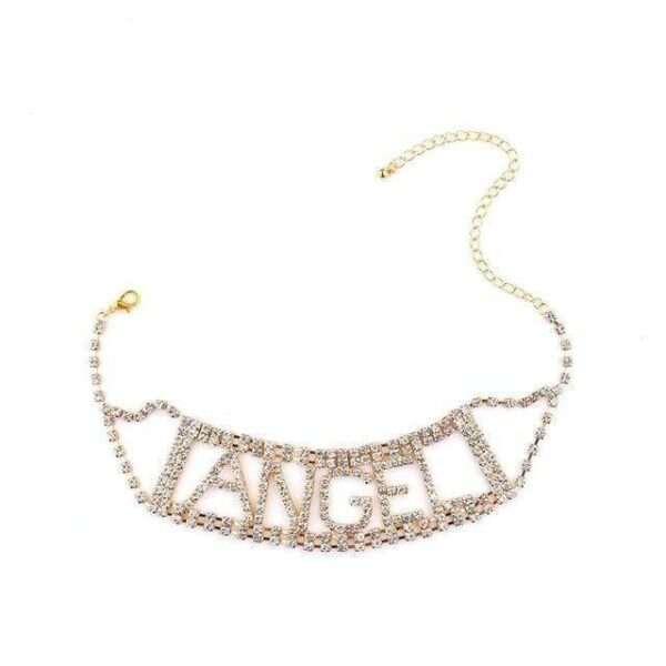 Kinky Cloth Gold Angel Rhinestone Choker