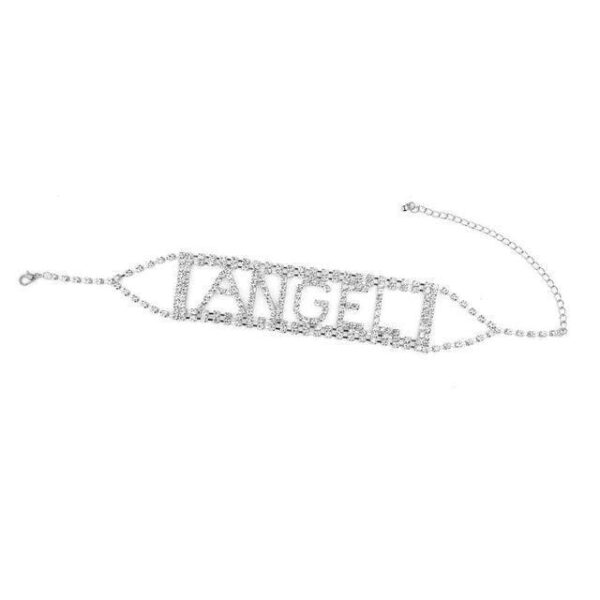 Kinky Cloth Silver Angel Rhinestone Choker