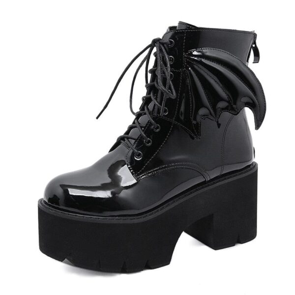 Kinky Cloth black shoes / 4.5 Angel Wings Ankle Boots