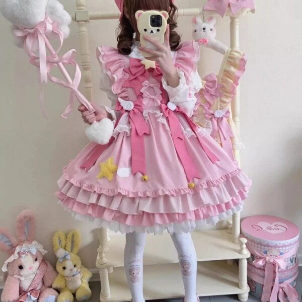 Kinky Cloth Blouse Pink Dress / S Anime Lolita Jsk Mini Dress Set