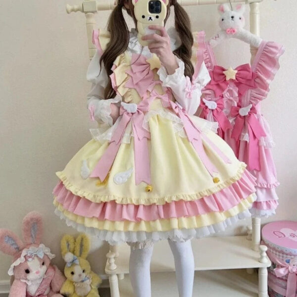 Kinky Cloth Blouse Yellow Dress / S Anime Lolita Jsk Mini Dress Set