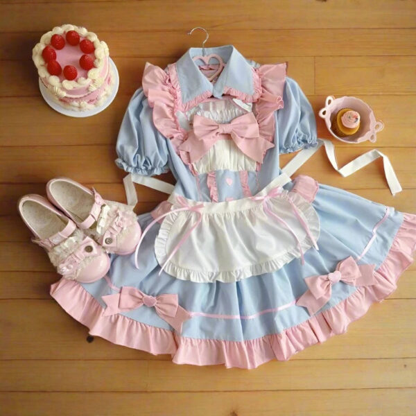 Kinky Cloth Blue / S Anime Lolita Maid Dress Set