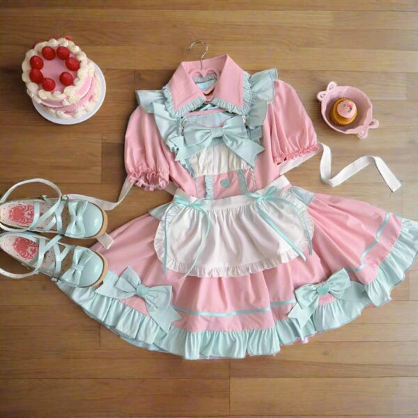 Kinky Cloth Pink / S Anime Lolita Maid Dress Set