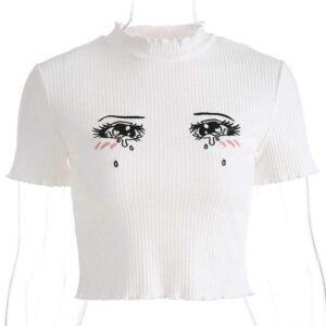 Kinky Cloth Crop Top White / L Anime Tears Crop Top