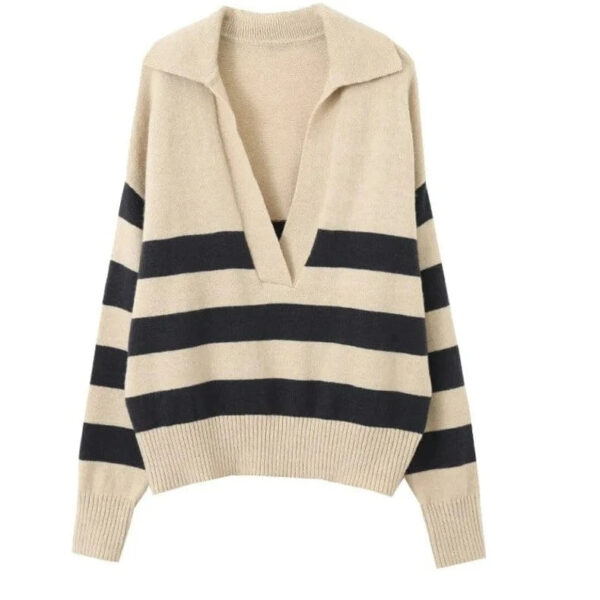 Kinky Cloth Apricot / S Apricot Stripe Knit Sweater