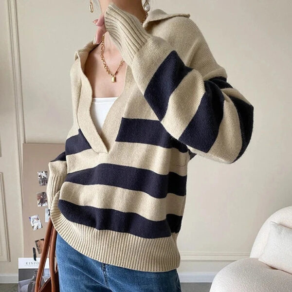 Kinky Cloth Apricot Stripe Knit Sweater