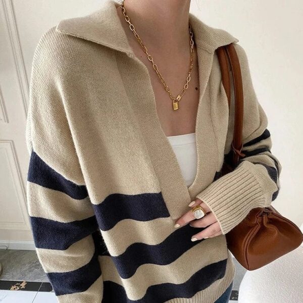 Kinky Cloth Apricot Stripe Knit Sweater