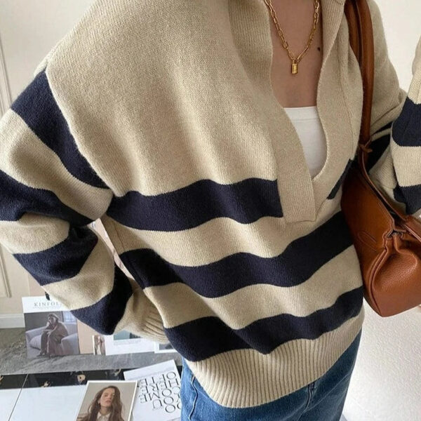 Kinky Cloth Apricot Stripe Knit Sweater