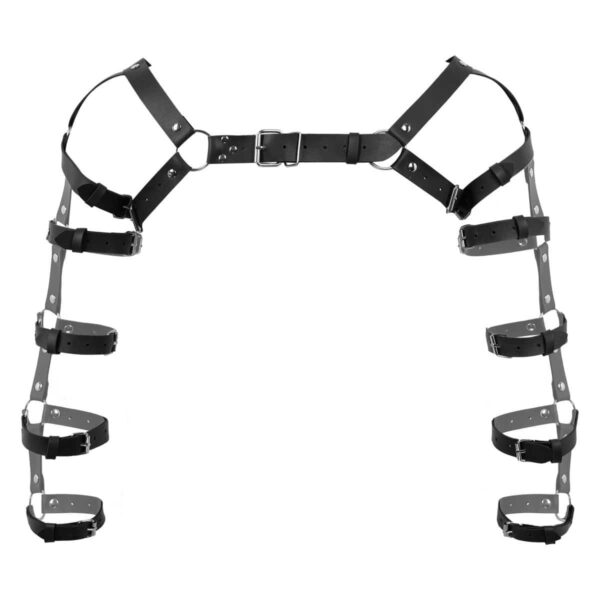 Kinky Cloth 200003585 Black / One Size Arms Caged Chest Harness with O Rings