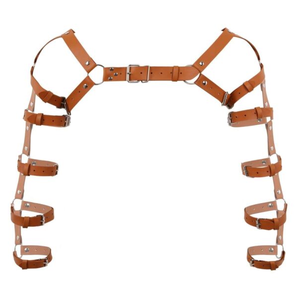 Kinky Cloth 200003585 Brown / One Size Arms Caged Chest Harness with O Rings