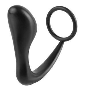 Pipedream Products Anal Toys Ass-Gasm Silicone Cockring Plug - Black