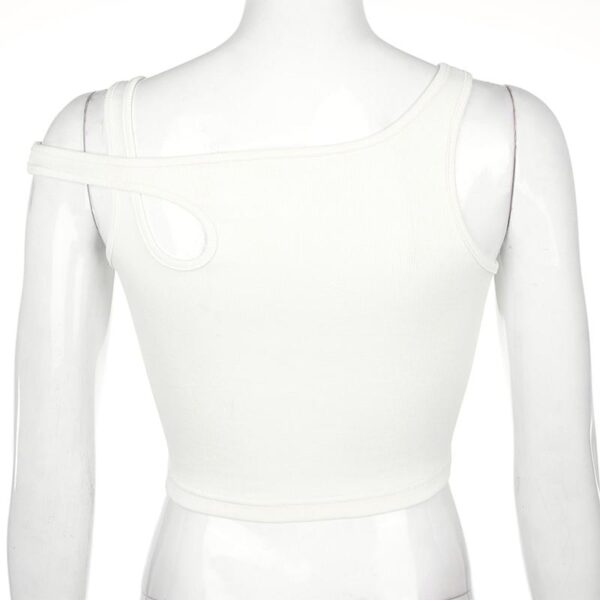 Kinky Cloth 200000790 Asymmetrical Ribbed White Crop Tank Top