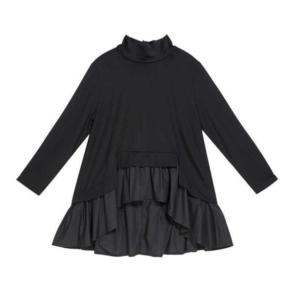 Kinky Cloth black / M Asymmetrical Ruffles Long Sleeve Top