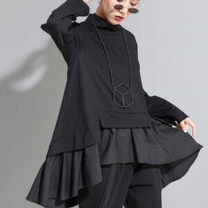 Kinky Cloth Asymmetrical Ruffles Long Sleeve Top