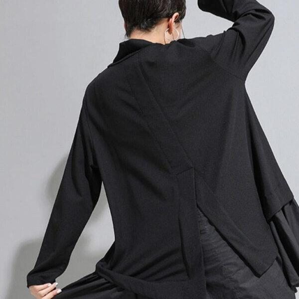 Kinky Cloth Asymmetrical Ruffles Long Sleeve Top