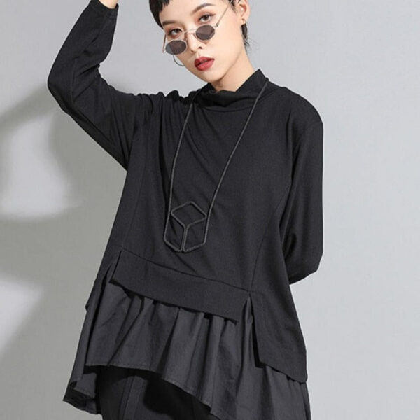 Kinky Cloth Asymmetrical Ruffles Long Sleeve Top