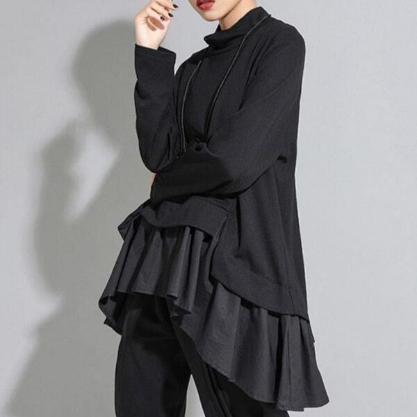 Kinky Cloth Asymmetrical Ruffles Long Sleeve Top