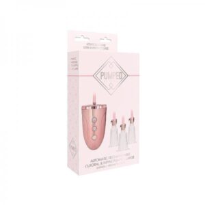 Shots America LLC Bondage Automatic Rechargeable Clitoral & Nipple Pump Set - Large - Pink