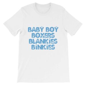 Kinky Cloth S / White/ Blue Font Baby Boy Boxers Blankies Binkies T-Shirt