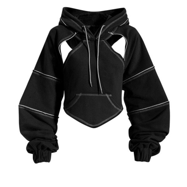 Kinky Cloth Black / S Back Bow Irregular Cut-out Hoodies