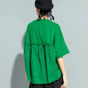 Kinky Cloth Back Ruffles Split Loose T-shirt