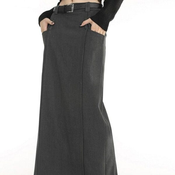 Kinky Cloth Back Slit Long Skirt