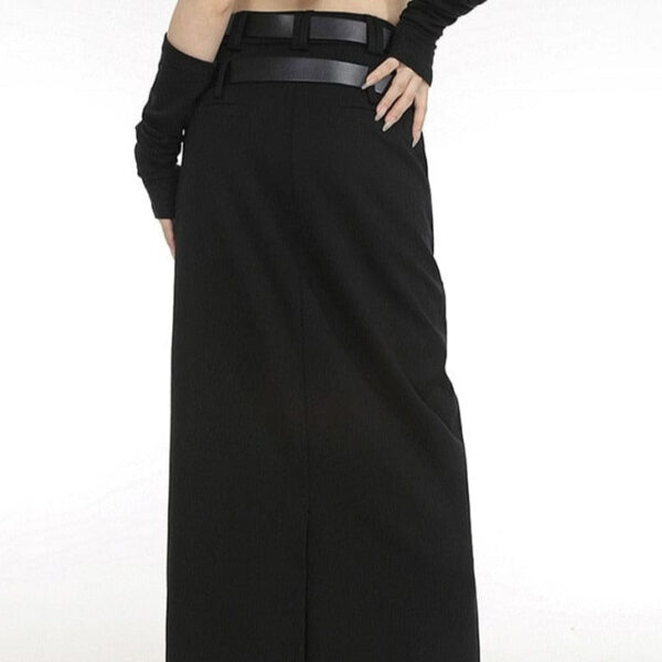 Kinky Cloth Back Slit Long Skirt