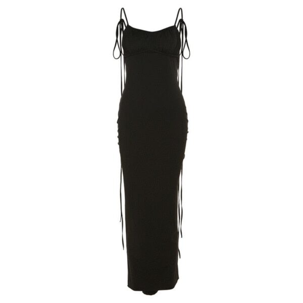 Kinky Cloth Backless Ruched Maxi Dress