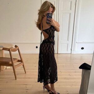 Kinky Cloth Backless See Through Maxi Dress