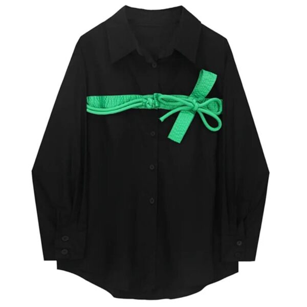 Kinky Cloth Black / S Bandage Bow Loose Blouse