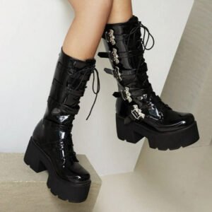 Kinky Cloth Bat Belt Buckle Combat Boots