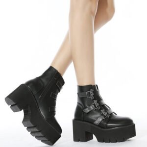 Kinky Cloth Bat Demonia Strap Platform Boots