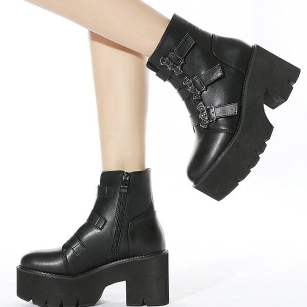 Kinky Cloth Bat Demonia Strap Platform Boots