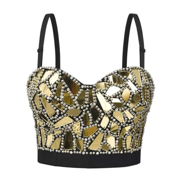 Kinky Cloth Gold / M Beaded Mirror Cropped Camis