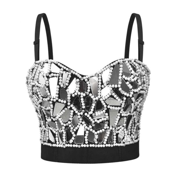 Kinky Cloth Beaded Mirror Cropped Camis