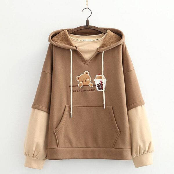 Kinky Cloth Brown / M Bear Hoodies Pullover