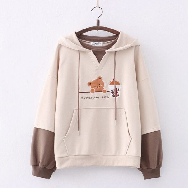 Kinky Cloth Thin Khaki / M Bear Hoodies Pullover