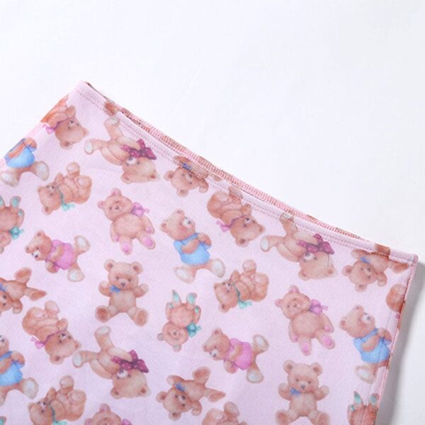 Kinky Cloth Bear Print Pink Pencil Skirt