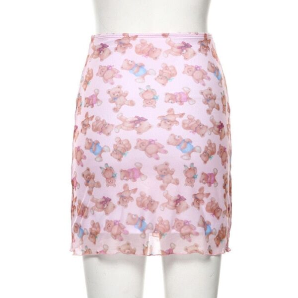 Kinky Cloth Bear Print Pink Pencil Skirt