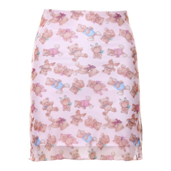 Kinky Cloth Bear Print Pink Pencil Skirt